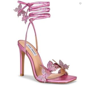 Steve madden Utopia Metallic Butterfly Embellished Ankle Wrap Dress Sandals